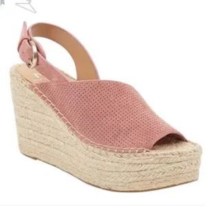 Marc Fisher Andela Espadrille Wedge Sandal - pink perforated suede